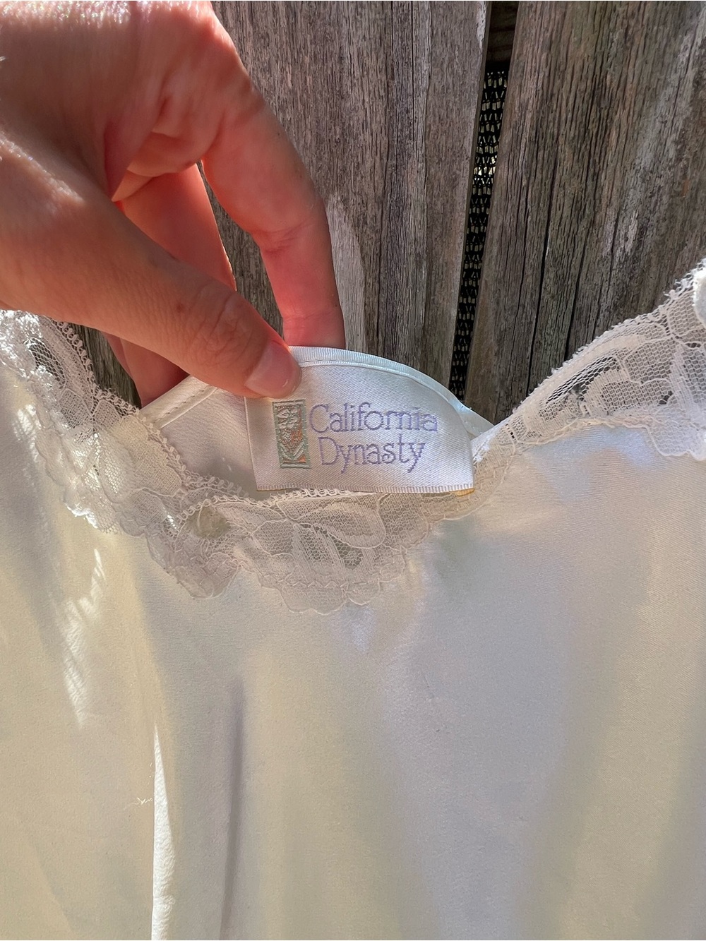 Vintage Cream Lace-Trim Slip Dress - Picture 4 of 5